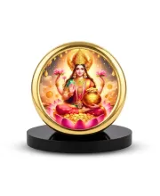 Car Desk/Table Top Goddess Lakshmi Metal Golden Photo Stand  2x2 Inches, Compact & Stylish Spiritual Display For Car, Home & Office (Pack Of 1) (F18820)