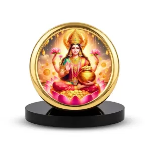 Car Desk/Table Top Goddess Lakshmi Metal Golden Photo Stand  2x2 Inches, Compact & Stylish Spiritual Display For Car, Home & Office (Pack Of 1) (F18820)
