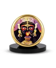Car Desk/Table Top Kali Maa Metal Golden Photo Stand  2x2 Inches, Compact & Stylish Spiritual Display For Car, Home & Office (Pack Of 1) (F18822)