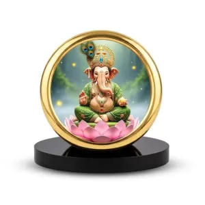 Car Desk/Table Top Lord Ganesha Metal Golden Photo Stand 2x2 Inches, Compact & Stylish Spiritual Display For Car, Home & Office (Pack Of 1) (F18823) Car Desk/Table Top Lord Ganesha Metal Golden Photo Stand 2x2 Inches, Compact & Stylish Spiritual Display For Car, Home & Office (Pack Of 1) (F18823)