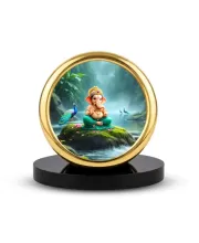 Car Desk/Table Top Lord Ganesha Metal Golden Photo Stand  2x2 Inches, Compact & Stylish Spiritual Display For Car, Home & Office (Pack Of 1) (F18824)