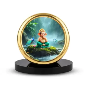 Car Desk/Table Top Lord Ganesha Metal Golden Photo Stand 2x2 Inches, Compact & Stylish Spiritual Display For Car, Home & Office (Pack Of 1) (F18824) Car Desk/Table Top Lord Ganesha Metal Golden Photo Stand 2x2 Inches, Compact & Stylish Spiritual Display For Car, Home & Office (Pack Of 1) (F18824)