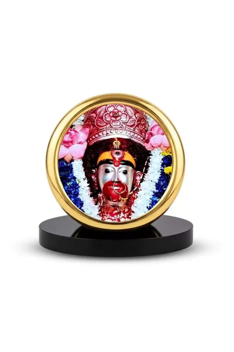 Car Desk/Table Top Tara Maa Metal Golden Photo Stand  2x2 Inches, Compact & Stylish Spiritual Display For Car, Home & Office (Pack Of 1) (F18825)