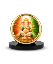 Car Desk/Table Top Lord Ganesha Metal Golden Photo Stand  2x2 Inches, Compact & Stylish Spiritual Display For Car, Home & Office (Pack Of 1) (F18826)