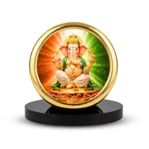 Car Desk/Table Top Lord Ganesha Metal Golden Photo Stand 2x2 Inches, Compact & Stylish Spiritual Display For Car, Home & Office (Pack Of 1) (F18826) Car Desk/Table Top Lord Ganesha Metal Golden Photo Stand 2x2 Inches, Compact & Stylish Spiritual Display For Car, Home & Office (Pack Of 1) (F18826)