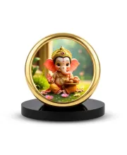 Car Desk/Table Top Lord Ganesha Metal Golden Photo Stand  2x2 Inches, Compact & Stylish Spiritual Display For Car, Home & Office (Pack Of 1) (F18827)
