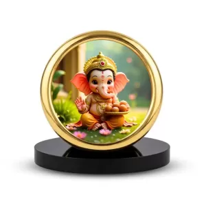 Car Desk/Table Top Lord Ganesha Metal Golden Photo Stand 2x2 Inches, Compact & Stylish Spiritual Display For Car, Home & Office (Pack Of 1) (F18827) Car Desk/Table Top Lord Ganesha Metal Golden Photo Stand 2x2 Inches, Compact & Stylish Spiritual Display For Car, Home & Office (Pack Of 1) (F18827)