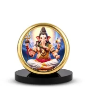 Car Desk/Table Top Lord Ganesha Metal Golden Photo Stand  2x2 Inches, Compact & Stylish Spiritual Display For Car, Home & Office (Pack Of 1) (F18828)