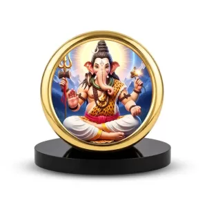 Car Desk/Table Top Lord Ganesha Metal Golden Photo Stand 2x2 Inches, Compact & Stylish Spiritual Display For Car, Home & Office (Pack Of 1) (F18828) Car Desk/Table Top Lord Ganesha Metal Golden Photo Stand 2x2 Inches, Compact & Stylish Spiritual Display For Car, Home & Office (Pack Of 1) (F18828)