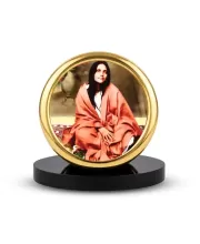 Car Desk/Table Top Anandamayi Maa Metal Golden Photo Stand  2x2 Inches, Compact & Stylish Spiritual Display For Car, Home & Office (Pack Of 1) (F18829)