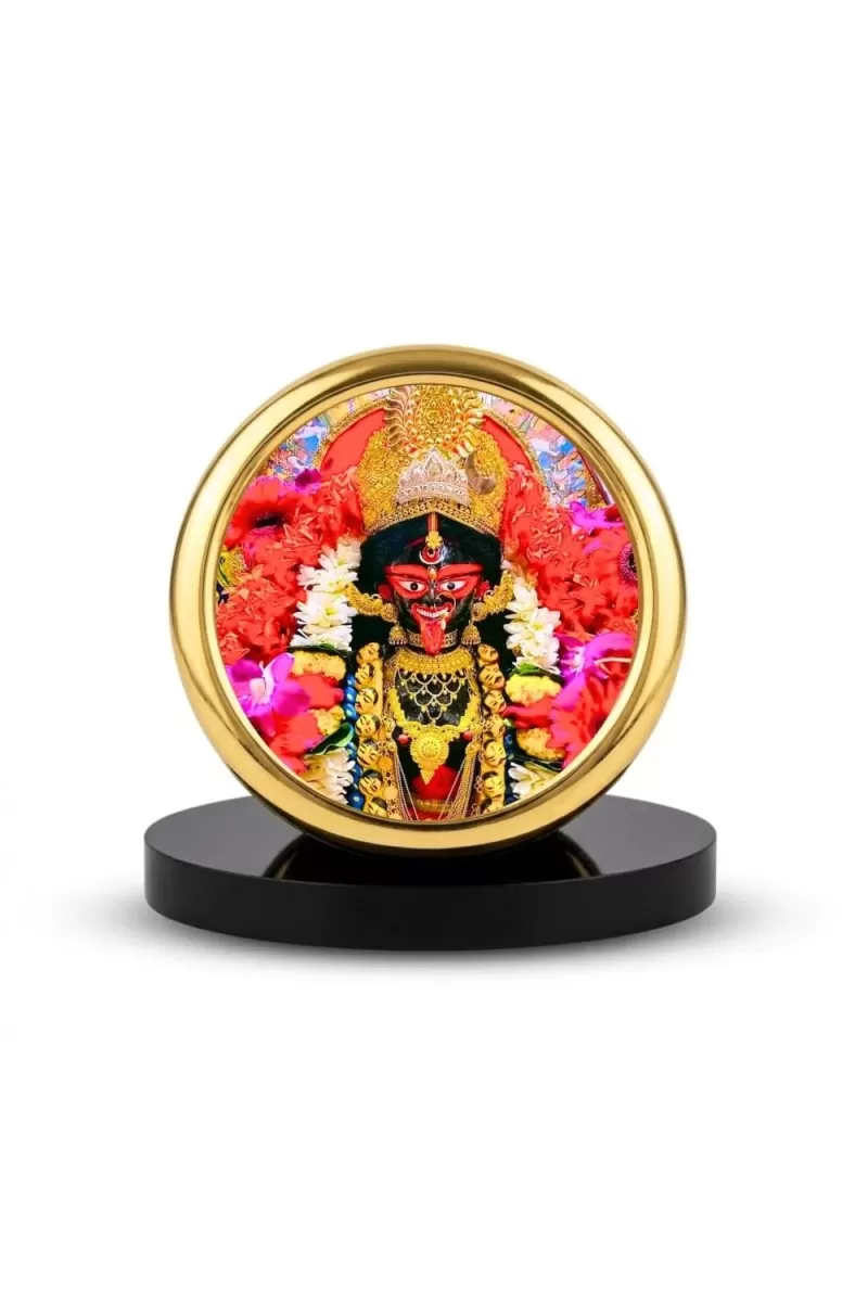 Car Desk/Table Top Kali Maa Metal Golden Photo Stand  2x2 Inches, Compact & Stylish Spiritual Display For Car, Home & Office (Pack Of 1) (F18830)