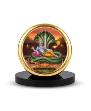 Car Desk/Table Top Lord Vishnu Metal Golden Photo Stand  2x2 Inches, Compact & Stylish Spiritual Display For Car, Home & Office (Pack Of 1) (F18831)