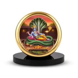Car Desk/Table Top Lord Vishnu Metal Golden Photo Stand 2x2 Inches, Compact & Stylish Spiritual Display For Car, Home & Office (Pack Of 1) (F18831) Car Desk/Table Top Lord Vishnu Metal Golden Photo Stand 2x2 Inches, Compact & Stylish Spiritual Display For Car, Home & Office (Pack Of 1) (F18831)