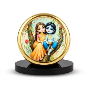 Car Desk/Table Top Little Radha Krishna Metal Golden Photo Stand 2x2 Inches, Compact & Stylish Spiritual Display For Car, Home & Office (Pack Of 1) (F18834) Car Desk/Table Top Little Radha Krishna Metal Golden Photo Stand 2x2 Inches, Compact & Stylish Spiritual Display For Car, Home & Office (Pack Of 1) (F18834)