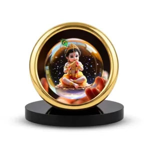 Car Desk/Table Top Little Krishna Metal Golden Photo Stand 2x2 Inches, Compact & Stylish Spiritual Display For Car, Home & Office (Pack Of 1) (F18838) Car Desk/Table Top Little Krishna Metal Golden Photo Stand 2x2 Inches, Compact & Stylish Spiritual Display For Car, Home & Office (Pack Of 1) (F18838)