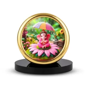 Car Desk/Table Top Little Ganesha Metal Golden Photo Stand 2x2 Inches, Compact & Stylish Spiritual Display For Car, Home & Office (Pack Of 1) (F18840) Car Desk/Table Top Little Ganesha Metal Golden Photo Stand 2x2 Inches, Compact & Stylish Spiritual Display For Car, Home & Office (Pack Of 1) (F18840)