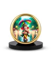 Car Desk/Table Top Little Ganesha Metal Golden Photo Stand  2x2 Inches, Compact & Stylish Spiritual Display For Car, Home & Office (Pack Of 1) (F18841)