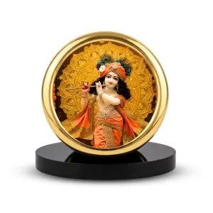 Car Desk/Table Top Little Krishna Metal Golden Photo Stand 2x2 Inches, Compact & Stylish Spiritual Display For Car, Home & Office (Pack Of 1) (F18842) Car Desk/Table Top Little Krishna Metal Golden Photo Stand 2x2 Inches, Compact & Stylish Spiritual Display For Car, Home & Office (Pack Of 1) (F18842)