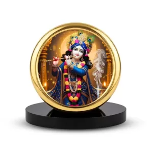 Car Desk/Table Top Little Krishna Metal Golden Photo Stand 2x2 Inches, Compact & Stylish Spiritual Display For Car, Home & Office (Pack Of 1) (F18843) Car Desk/Table Top Little Krishna Metal Golden Photo Stand 2x2 Inches, Compact & Stylish Spiritual Display For Car, Home & Office (Pack Of 1) (F18843)