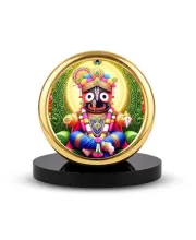 Car Desk/Table Top Lord Jagannath Metal Golden Photo Stand  2x2 Inches, Compact & Stylish Spiritual Display For Car, Home & Office (Pack Of 1) (F18846)