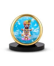 Car Desk/Table Top Lord Jagannath Metal Golden Photo Stand  2x2 Inches, Compact & Stylish Spiritual Display For Car, Home & Office (Pack Of 1) (F18847)