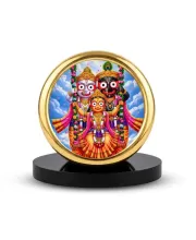Car Desk/Table Top Lord Jagannath Metal Golden Photo Stand  2x2 Inches, Compact & Stylish Spiritual Display For Car, Home & Office (Pack Of 1) (F18848)