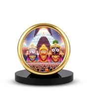 Car Desk/Table Top Lord Jagannath Metal Golden Photo Stand  2x2 Inches, Compact & Stylish Spiritual Display For Car, Home & Office (Pack Of 1) (F18849)