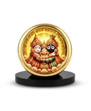 Car Desk/Table Top Lord Jagannath Metal Golden Photo Stand  2x2 Inches, Compact & Stylish Spiritual Display For Car, Home & Office (Pack Of 1) (F18850)