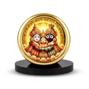 Car Desk/Table Top Lord Jagannath Metal Golden Photo Stand 2x2 Inches, Compact & Stylish Spiritual Display For Car, Home & Office (Pack Of 1) (F18850) Car Desk/Table Top Lord Jagannath Metal Golden Photo Stand 2x2 Inches, Compact & Stylish Spiritual Display For Car, Home & Office (Pack Of 1) (F18850)