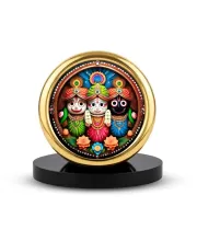 Car Desk/Table Top Lord Jagannath Metal Golden Photo Stand  2x2 Inches, Compact & Stylish Spiritual Display For Car, Home & Office (Pack Of 1) (F18851)