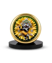 Car Desk/Table Top Lord Jagannath Metal Golden Photo Stand  2x2 Inches, Compact & Stylish Spiritual Display For Car, Home & Office (Pack Of 1) (F18852)