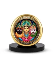 Car Desk/Table Top Lord Jagannath Metal Golden Photo Stand  2x2 Inches, Compact & Stylish Spiritual Display For Car, Home & Office (Pack Of 1) (F18853)