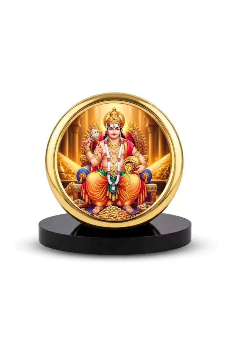 Car Desk/Table Top Kubera Metal Golden Photo Stand  2x2 Inches, Compact & Stylish Spiritual Display For Car, Home & Office (Pack Of 1) (F18854)