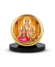 Car Desk/Table Top Ganesha Lakshmi Kubera Metal Golden Photo Stand  2x2 Inches, Compact & Stylish Spiritual Display For Car, Home & Office (Pack Of 1) (F18855)