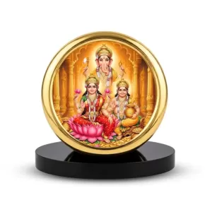 Car Desk/Table Top Ganesha Lakshmi Kubera Metal Golden Photo Stand 2x2 Inches, Compact & Stylish Spiritual Display For Car, Home & Office (Pack Of 1) (F18855) Car Desk/Table Top Ganesha Lakshmi Kubera Metal Golden Photo Stand 2x2 Inches, Compact & Stylish Spiritual Display For Car, Home & Office (Pack Of 1) (F18855)