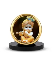 Car Desk/Table Top Little Krishna Metal Golden Photo Stand  2x2 Inches, Compact & Stylish Spiritual Display For Car, Home & Office (Pack Of 1) (F18856)