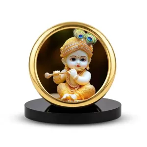Car Desk/Table Top Little Krishna Metal Golden Photo Stand 2x2 Inches, Compact & Stylish Spiritual Display For Car, Home & Office (Pack Of 1) (F18856) Car Desk/Table Top Little Krishna Metal Golden Photo Stand 2x2 Inches, Compact & Stylish Spiritual Display For Car, Home & Office (Pack Of 1) (F18856)