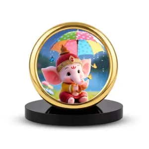 Car Desk/Table Top Little Ganesha Metal Golden Photo Stand 2x2 Inches, Compact & Stylish Spiritual Display For Car, Home & Office (Pack Of 1) (F18857) Car Desk/Table Top Little Ganesha Metal Golden Photo Stand 2x2 Inches, Compact & Stylish Spiritual Display For Car, Home & Office (Pack Of 1) (F18857)