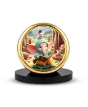 Car Desk/Table Top Little Ganesha Metal Golden Photo Stand  2x2 Inches, Compact & Stylish Spiritual Display For Car, Home & Office (Pack Of 1) (F18859)