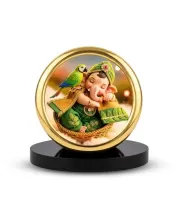 Car Desk/Table Top Little Ganesha Metal Golden Photo Stand  2x2 Inches, Compact & Stylish Spiritual Display For Car, Home & Office (Pack Of 1) (F18860)