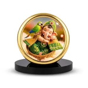 Car Desk/Table Top Little Ganesha Metal Golden Photo Stand 2x2 Inches, Compact & Stylish Spiritual Display For Car, Home & Office (Pack Of 1) (F18860) Car Desk/Table Top Little Ganesha Metal Golden Photo Stand 2x2 Inches, Compact & Stylish Spiritual Display For Car, Home & Office (Pack Of 1) (F18860)