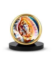 Car Desk/Table Top Little Ganesha Metal Golden Photo Stand  2x2 Inches, Compact & Stylish Spiritual Display For Car, Home & Office (Pack Of 1) (F18861)