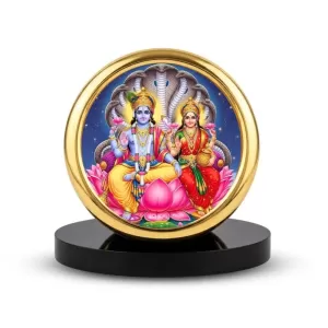 Car Desk/Table Top Lord Vishnu And Lakshmi Metal Golden Photo Stand 2x2 Inches, Compact & Stylish Spiritual Display For Car, Home & Office (Pack Of 1) (F18864) Car Desk/Table Top Lord Vishnu And Lakshmi Metal Golden Photo Stand 2x2 Inches, Compact & Stylish Spiritual Display For Car, Home & Office (Pack Of 1) (F18864)
