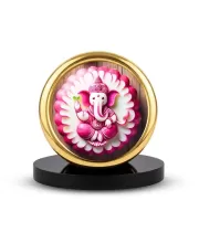 Car Desk/Table Top Lord Ganesha Metal Golden Photo Stand  2x2 Inches, Compact & Stylish Spiritual Display For Car, Home & Office (Pack Of 1) (F18867)