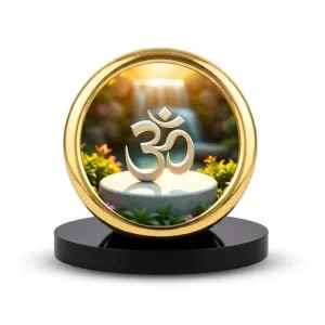 Car Desk/Table Top Om Symbol Metal Golden Photo Stand 2x2 Inches, Compact & Stylish Spiritual Display For Car, Home & Office (Pack Of 1) (F18869) Car Desk/Table Top Om Symbol Metal Golden Photo Stand 2x2 Inches, Compact & Stylish Spiritual Display For Car, Home & Office (Pack Of 1) (F18869)