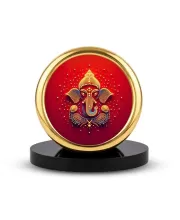 Car Desk/Table Top Lord Ganesha Metal Golden Photo Stand  2x2 Inches, Compact & Stylish Spiritual Display For Car, Home & Office (Pack Of 1) (F18871)