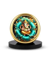 Car Desk/Table Top Lord Ganesha Metal Golden Photo Stand  2x2 Inches, Compact & Stylish Spiritual Display For Car, Home & Office (Pack Of 1) (F18873)