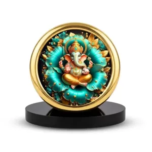 Car Desk/Table Top Lord Ganesha Metal Golden Photo Stand 2x2 Inches, Compact & Stylish Spiritual Display For Car, Home & Office (Pack Of 1) (F18873) Car Desk/Table Top Lord Ganesha Metal Golden Photo Stand 2x2 Inches, Compact & Stylish Spiritual Display For Car, Home & Office (Pack Of 1) (F18873)