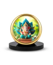 Car Desk/Table Top Lord Ganesha Metal Golden Photo Stand  2x2 Inches, Compact & Stylish Spiritual Display For Car, Home & Office (Pack Of 1) (F18874)