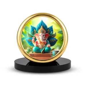 Car Desk/Table Top Lord Ganesha Metal Golden Photo Stand 2x2 Inches, Compact & Stylish Spiritual Display For Car, Home & Office (Pack Of 1) (F18874) Car Desk/Table Top Lord Ganesha Metal Golden Photo Stand 2x2 Inches, Compact & Stylish Spiritual Display For Car, Home & Office (Pack Of 1) (F18874)